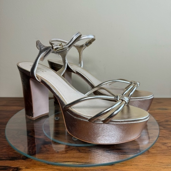 Schutz Kelsie Platform Sandal in Metallic Platina - Picture 7 of 16